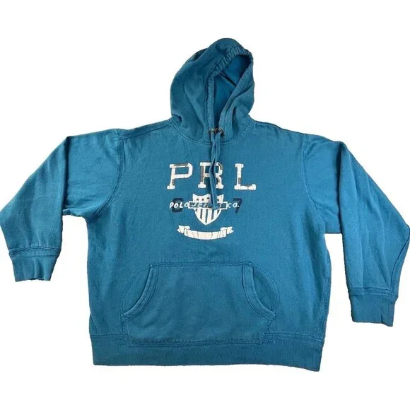Polo Jeans Co Ralph Lauren Pullover Hoodie Men Large Blue Classic Sweatshirt Y2K - Picture 1 of 10